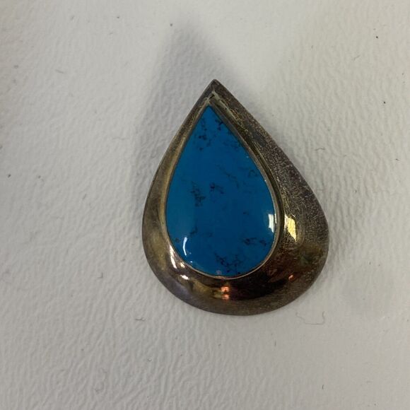 Sterling Silver Turquoise Teardrop Earrings Posts Pierced Vintage - Picture 8 of 9